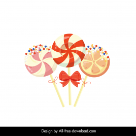 sweet valentine candies icons 3d circle stick shapes