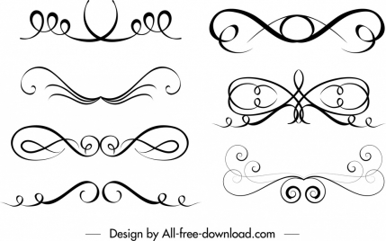 swirled shapes templates black white classical symmetric decor