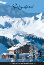 switzerland scenery postcard template snowy mountain