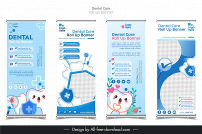synthetic dental roll up banner templates elegant tooth elements