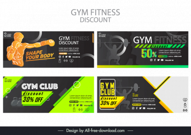 synthetic gym club discount banners collection elegant dark design