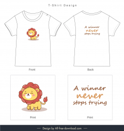 t shirt template cute handdrawn cartoon lion