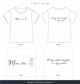 t shirt template cute handdrawn kitty wordings