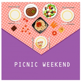 table cloth for picnic with different dishes
