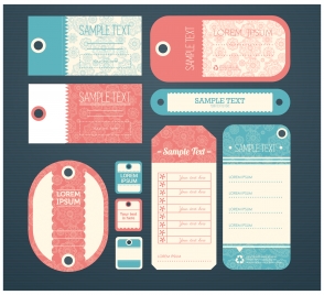 tag sets collection illustrations with vintage style