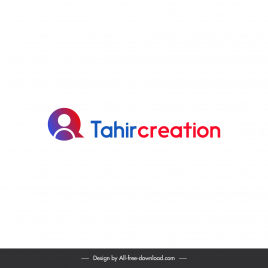 tahir creation logo about for website social media profile with color blue and red speech bubble