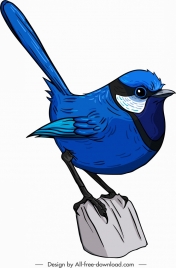 tailorbird icon cute cartoon sketch blue decor