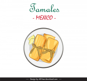 tamales mexican food banner template flat classical handdrawn outline