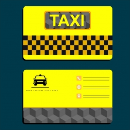 taxi name card template yellow design car icon