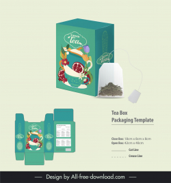 tea box packaging template elegant herbal fruit flowers decor