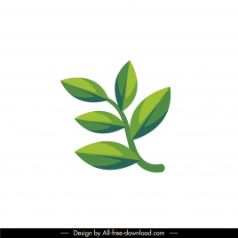 tea leaves icon flat elegant green design