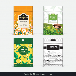 tea packaging templates collection elegant flat classic