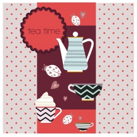 tea time concept design with pot and cups
