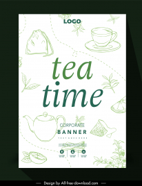 tea time corporate pattern template elegant classical handdrawn design