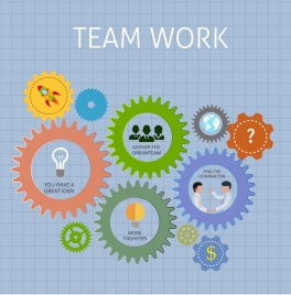 teamwork background colorful gears ui decoration