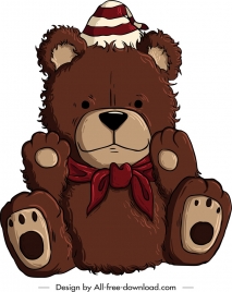teddy bear icon cute handdrawn brown design