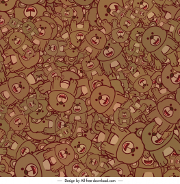 teddy bear pattern template cute flat messy layout