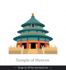 temple of heaven chinese traditional architecture icon classical symmetric outline
