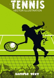 tennis background green decor female player silhouette icon