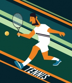 tennis game background male player icon striped decoration
