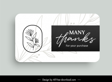 thank you card template contrast flat handdrawn flowers