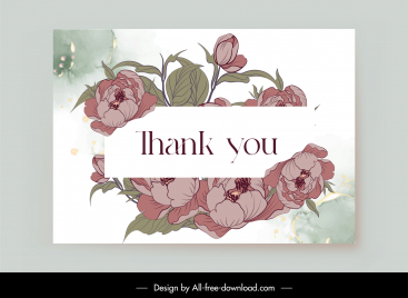 thank you card template elegant classical flowers