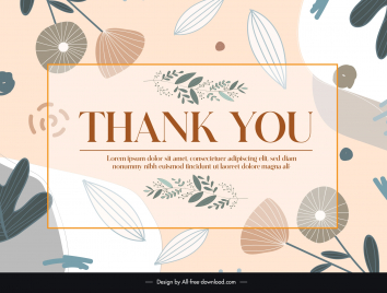 thank you card template flat classic nature elements