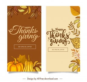 thanks giving banners templates elegant classic nature elements