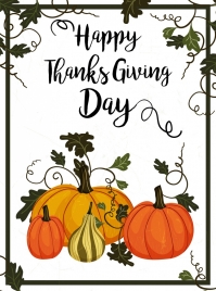 thanks giving day poster pumpkin leaves frame decoration
