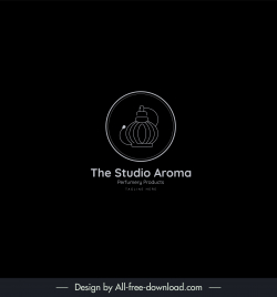 the studio aroma logo template flat circle isolation black white handdrawn lantern sketch