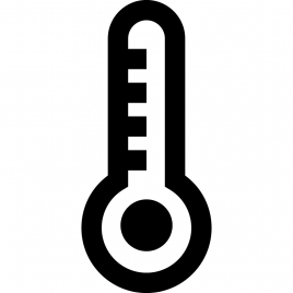 thermometer sign icon flat contrast black white outline