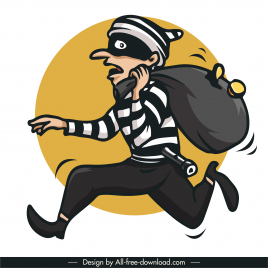 thief icon dynamic cartoon character sketch