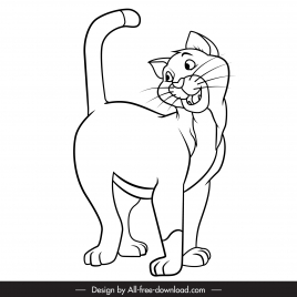 thomas omalley cat icon black white handdrawn cartoon sketch