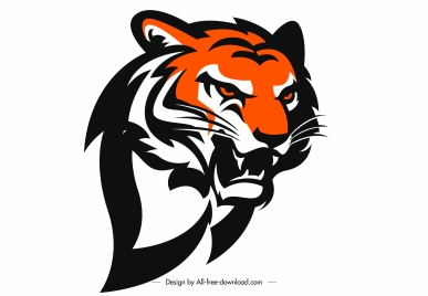 tiger head icon flat handdrawn sketch