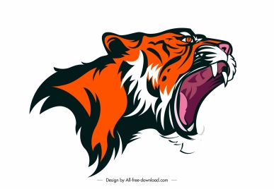 tiger icon aggressive head sketch handdrawn design