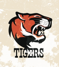tiger logotype colored retro design