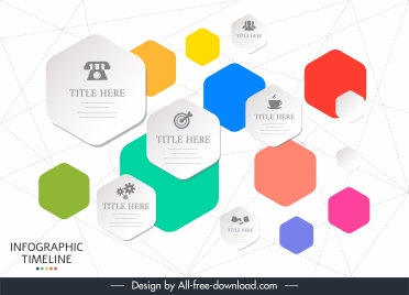 timeline infographic templates colorful flat polygon tags decor