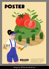 tomato advertising banner farmer agricultural product sketch