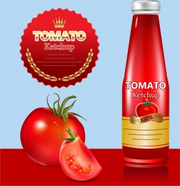 tomato sauce advertisement red design bottle seal decoration