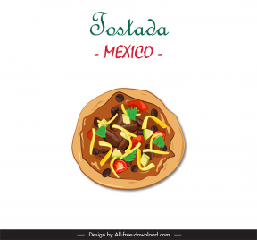 tostada mexican food advertising banner template flat dark handdrawn vintage