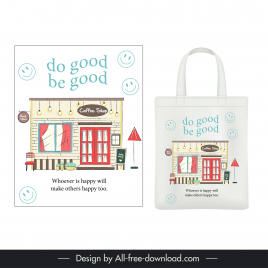 tote bag design elements flat store smiley icons