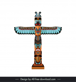 totem pole design element classical symmetric design tribal wings faces sketch