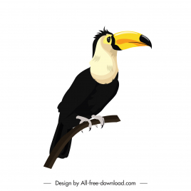 toucan bird icon perching sketch cartoon design