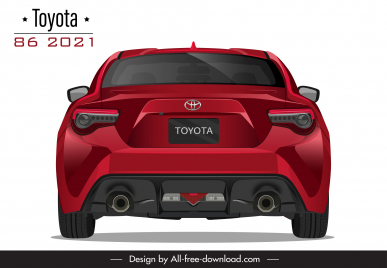 toyota 86 2021 car advertising template modern symmetric back view design
