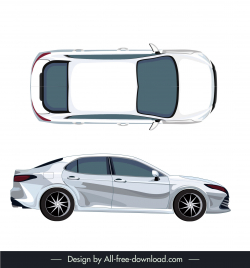 toyota camry car model icons flat side top view sketch modern design