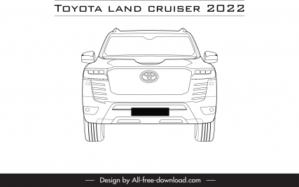 toyota land cruiser 2022 car model icon flat black white symmetric font view outline