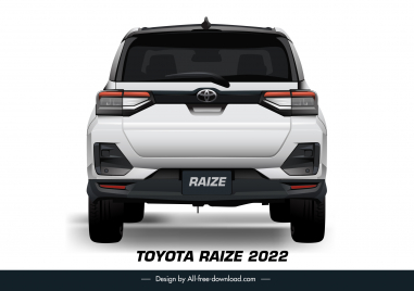toyota raize 2022 car advertising template modern back view outline