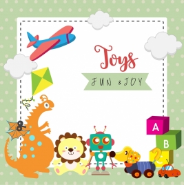 toys advertisement various colored symbols paper background decor