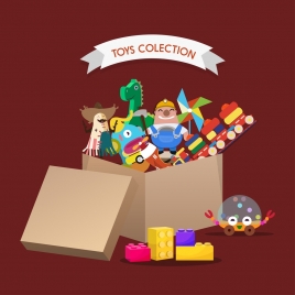 toys background box icon 3d colored design