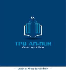 tpq an nur logo flat symmetrical architecture star crescent sketch